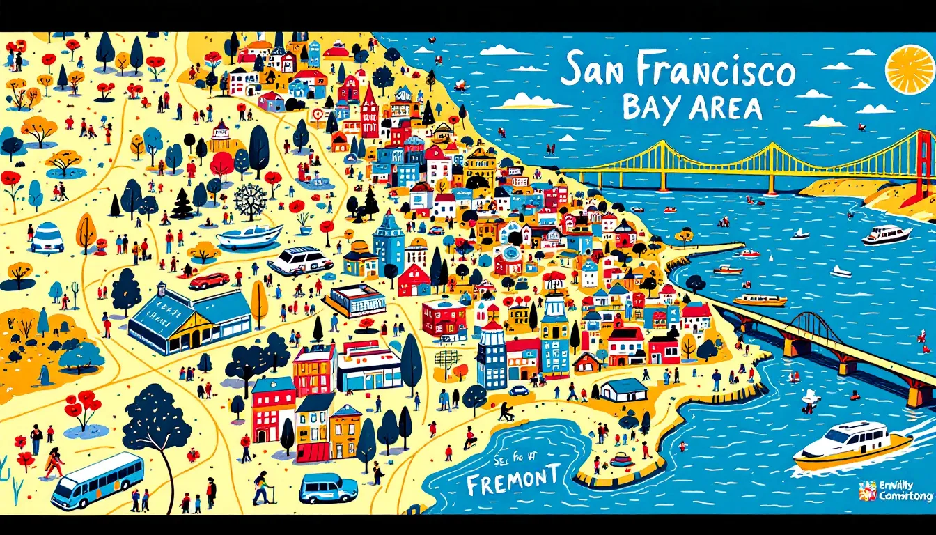 A map of the San Francisco Bay Area highlighting the service regions.